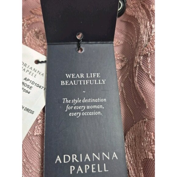 Adrianna Papell Women's Dress Size 10 V-Neck Bell Sleeves Embroidered Pink (63) - Picture 10 of 15